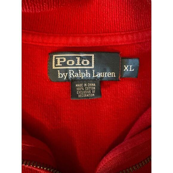 Ralph Lauren Polo Red Quarter Zip Pullover Sweater Men’s XL 100% Cotton Holiday - Picture 8 of 8